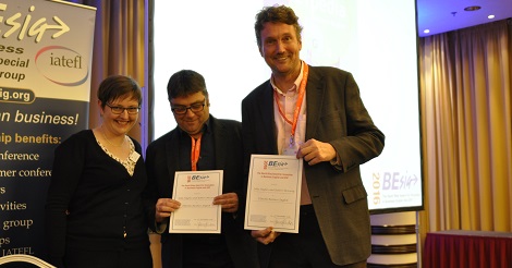 the authors of ETpedia Business English accept their award